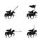 Set logo of Horseback Knight Silhouette logo, Horse Warrior Paladin Medieval logo design illustration