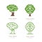 Set of logo, icon, emblem design with brain tree. Think green, eco, save earth and environmental concept.