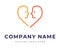 Set of logo identity with two faces in the shape of heart for couple therapy relationship problems