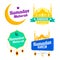 Set of Logo Ramadan Kareem and Ramadan Mubarak Design Vector. Element for Banner, Flyer, Badge, Sticker and Poster. with Mosque