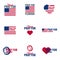 Set of logos or emblems Pray for Florida. Hurricane over Maiami. Vector illustration.