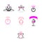 A set of logos on the theme of a wedding party, a bachelorette party.