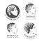 A set of logos with a woman`s face and floral