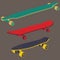 Set longboards and skateboards