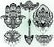 A set of lotus, hamsa,arrow. Decoration in ethnic oriental style on white background