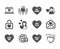 Set of Love icons, such as Be mine, Wedding locker, Hold heart. Vector