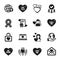 Set of Love icons, such as Be mine, Wedding locker, Hold heart. Vector