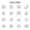 Set of love line icons. contains such Icons as, hug, friendship, family, romantic, marriage, heart, care and more