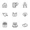 Set of love and romance icons in black line design