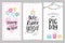 Set of lovely birthday greeting cards with cakes, balloons, gifts and cute typography