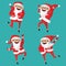 Set with lovely dancing Santa Claus, hand drawn in different dan