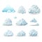 Set of low poly clouds on white background