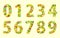 Set low poly digits numbers with a green tint