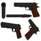 Set with a low poly pistol Colt 1911.3D. Vector illustration