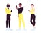 Set of low poly slim people with smartphones