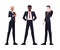 Set of low poly slim people in suits