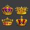 Set of luxury cartoon colorful crown.