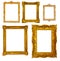 Set of luxury gilded frames. Isolated over white