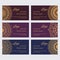 Set of luxury golden ornaments on brown, purple and blue backgrounds