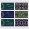 Set of luxury golden ornaments, frames and patterns on blue and green backgrounds