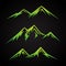 Set luxury mountain with green color on the black background