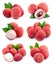 Set of lychees fruits .