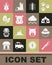 Set Machete, Camping hat, Tourist tent, Centipede insect, Rhinoceros, Tropical leaves, Mosquito and Cloud with rain icon