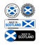 Set of Made in Scotland labels, logo, Scotland Flag, Scotland Product Emblem
