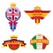 Set of made in united kingdom germany spain italy badges