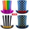 Set of magic hats cylinder. Vector Illustration