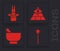 Set Magic wand, Magician hat and rabbit, Masons and Magic mortar and pestle icon. Vector