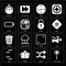 Set of Magic wand, Shuffle, Lines, Frame, Garbage, Locked, Battery, Clock, Stopwatch icons