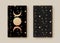 Set magical tarot cards, magic Sun and Triple Moon, boho style, sacred geometry sign, esoteric spiritual symbols, God and Goddess