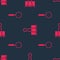 Set Magnifying glass and Binder clip on seamless pattern. Vector.