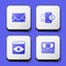 Set Mail and e-mail, Mobile with dollar, Personal information collection and Stacks paper money cash icon. White square