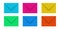 Set of mail envelopes of various colors on white background