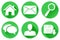 Set of main round green internet icons