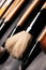 Set of make-up brushes. Tools for professional visage, maskara, eyeshadows, foundation, lipstick, blush and facial cream