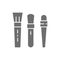 Set of makeup brushes for foundation and eyes grey icon.