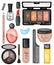 Set of makeup cosmetics. Cartoon style. Vector illustration.