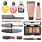 Set of makeup cosmetics. Cartoon style. Vector illustration