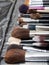 A set of makeup stylist`s brushes