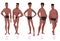 Set of male body shape types - five types.