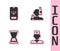 Set Male doctor, Online psychological counseling, Old hourglass and Alcoholism icon. Vector