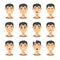 Set of male emoji characters. Cartoon style emotion icons. boys avatars with different facial expressions. Flat illustrat