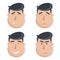 Set of male faces with emotions.