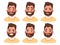 Set of male facial emotions. Bearded man emoji character with di