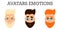 Set of male facial emotions. Bearded man emoji character with different expressions