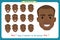 Set of male facial emotions. Black American man emoji