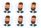 Set of male facial emotions. Different male emotions set. Man emoji character with different expressions. Human emotion - Vector